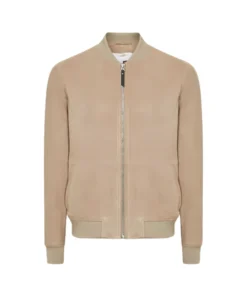 Mens Brown Bomber Suede Leather Jacket