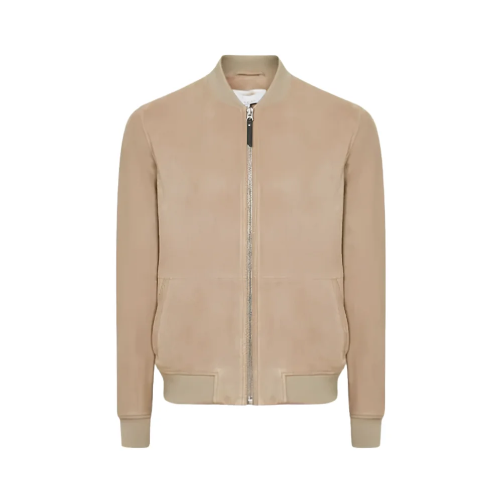 Mens Brown Bomber Suede Leather Jacket Mens Brown Bomber Suede Leather Jacket