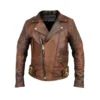 Men’s Brown Distressed Cafe Racer Leather Jacket