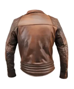 Men’s Brown Distressed Racer Leather Jacket