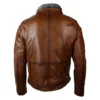 Mens Distressed Leather Jacket Belted Brown Fur Collar back