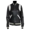 Men’s White and Black Leather Varsity Jacket