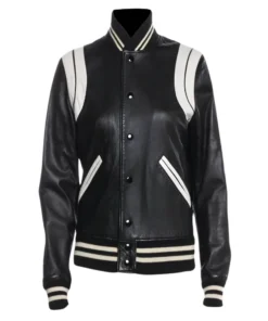 Men’s White and Black Leather Varsity Jacket