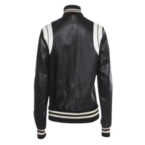 Men’s White and Black Leather Varsity Jacket back