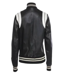 Men’s White and Black Leather Varsity Jacket back