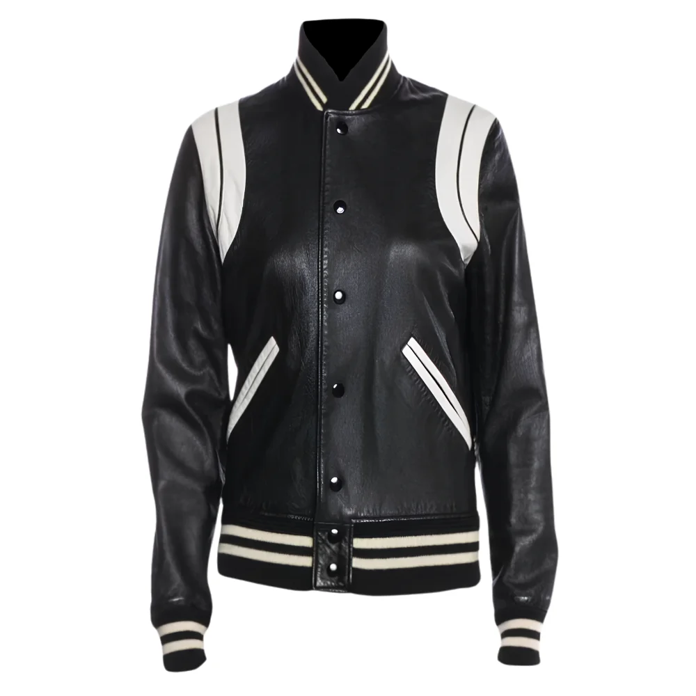 Men’s White and Black Leather Varsity Jacket