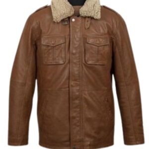 Natural Brown Leather Blazer Jacket