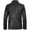 Notch Lapel Two Button Black Leather Blazer Jacket