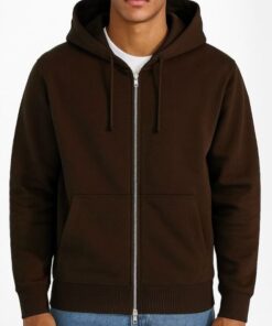 Plain Brown Zip Up Hoodie