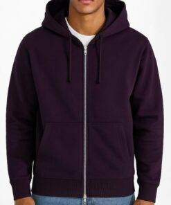 Plain Full Zip Purple Hoodie