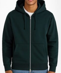 Plain Green Full Zip Hoodie