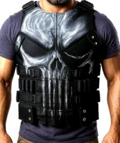 Punisher Inspired Skull Leather Tactical Vest