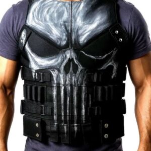 Punisher Inspired Skull Leather Tactical Vest