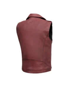 Red Leather Motorcycle Vest