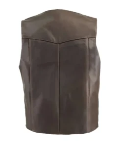 Retro Brown Moto Vest back