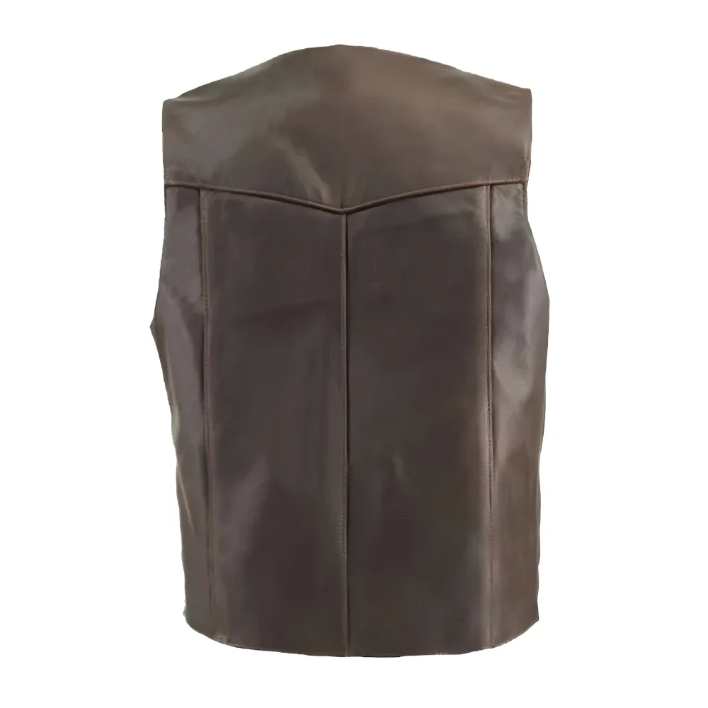 Retro Brown Moto Vest back Retro Brown Moto Vest back