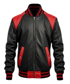Terry Men’s Red and Black Leather Varsity Jacket