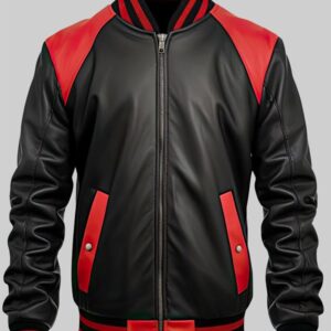 Terry Men’s Red and Black Leather Varsity Jacket