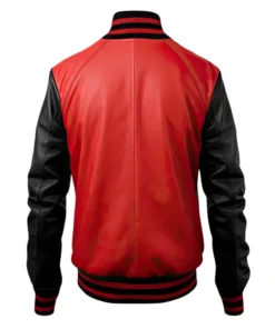 Terry Men’s Red and Black Leather Varsity Jacket back
