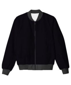 Unisex Plain Black Bomber Jacket