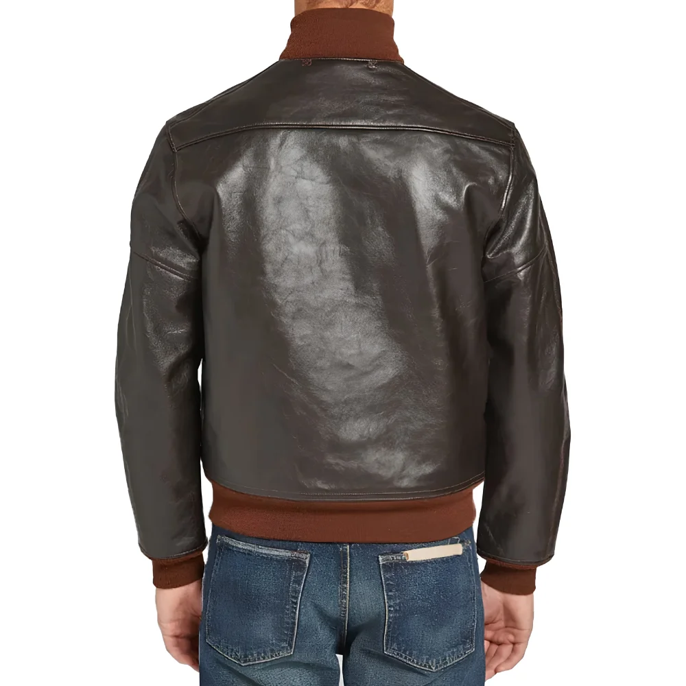 Vintage Brown A-1 Flight Leather Bomber Jacket back