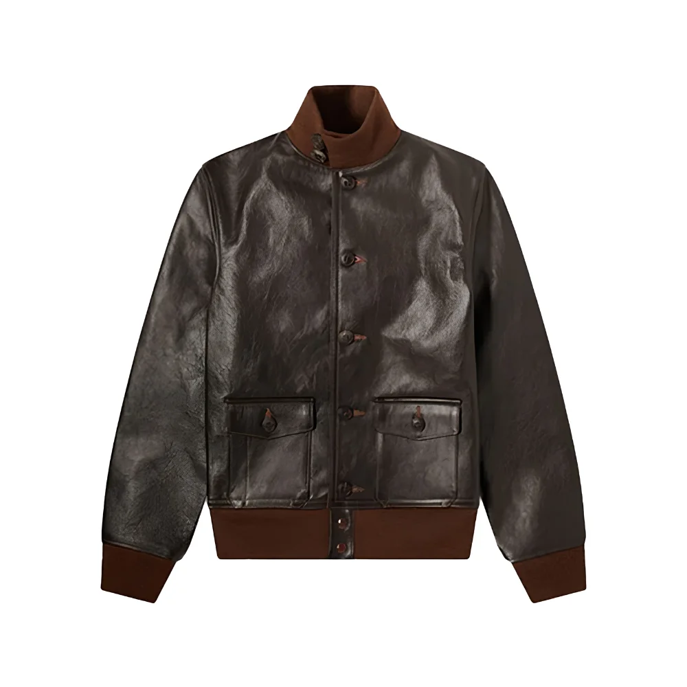 Vintage Brown A-1 Flight Leather Bomber Jacket front
