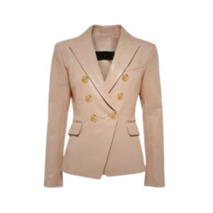 Womens Beige Leather Blazer