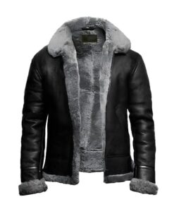B3 Bomber Black Fur Pilot Jacket