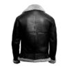 B3 Bomber Black Fur Pilot Jacket back