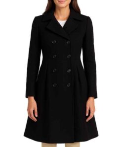 Black Double Breasted Wool Coat