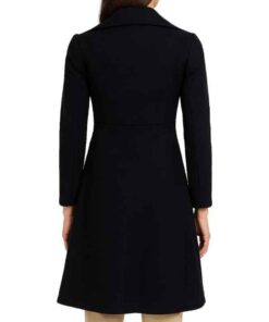 Black Double Breasted Wool Coat back