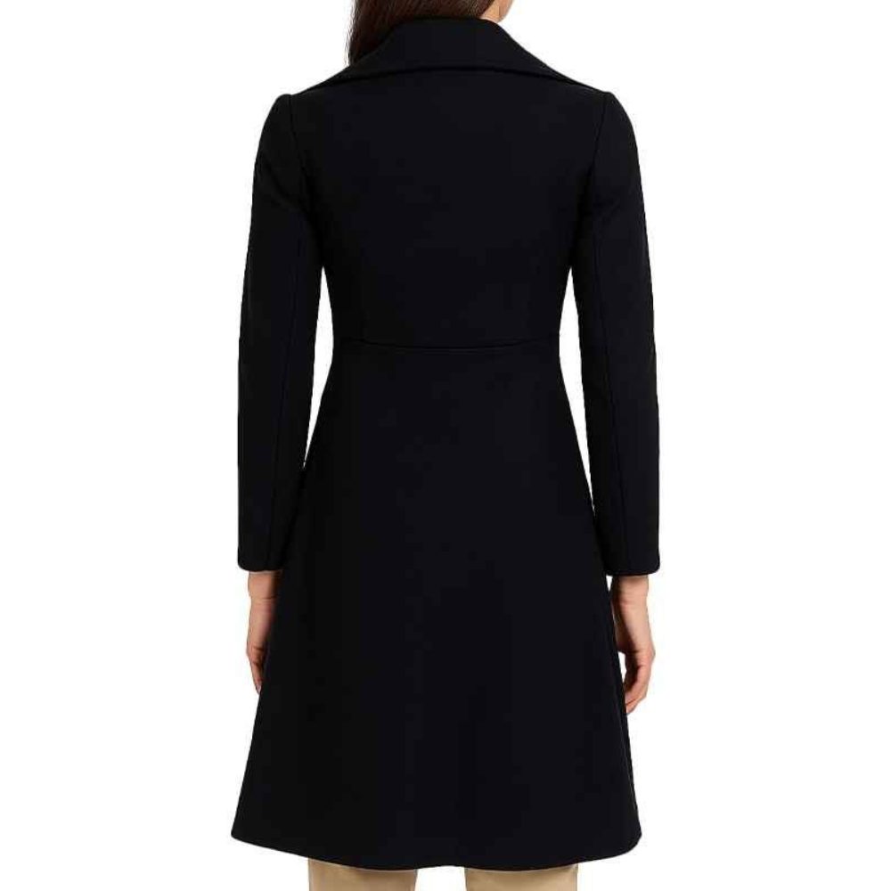 Black Double Breasted Wool Coat back Black Double Breasted Wool Coat back