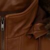 Brown Belted Leather Coat fornt