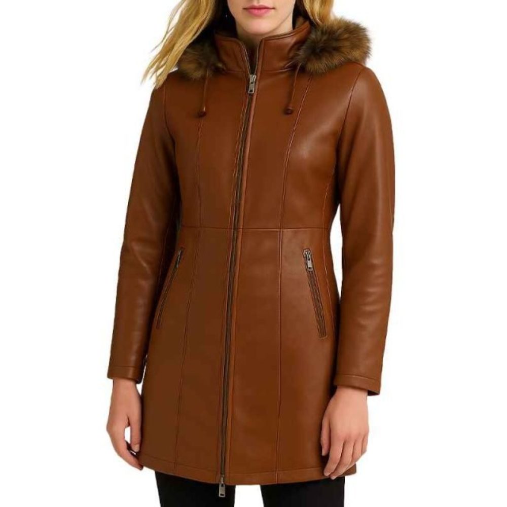 Brown Belted Leather Coat Brown Belted Leather Coat