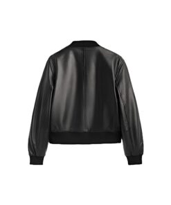 Classic Black Leather Bomber Jacket bacl