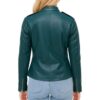Green Zip-Up Leather Jacket back