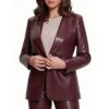 Maroon Leather Blazer