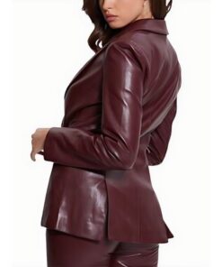 Maroon Leather Blazer side
