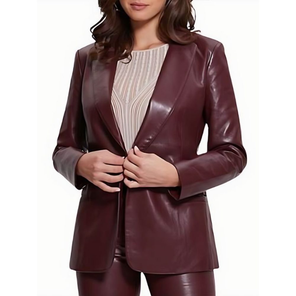 Maroon Leather Blazer Maroon Leather Blazer