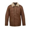 Natural Brown Leather Blazer Jacket