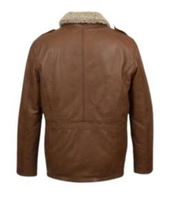 Natural Brown Leather Blazer Jacket back