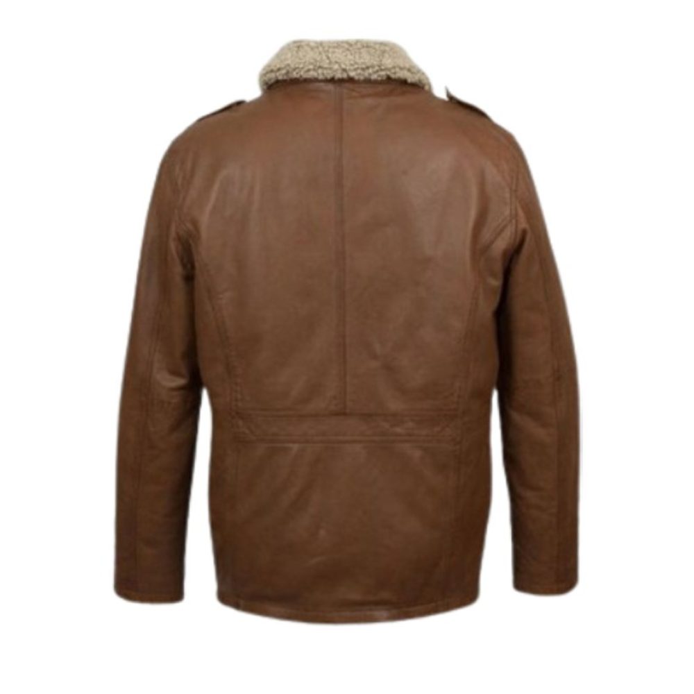Natural Brown Leather Blazer Jacket back Natural Brown Leather Blazer Jacket back