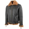 RAF Black B3 Bomber Brown Shearling Jacket side