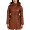 Shearling Hooded Brown Coat