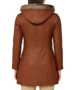 Shearling Hooded Brown Coat back