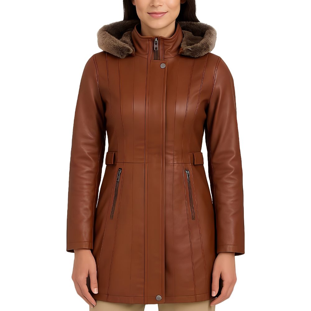 Shearling Hooded Brown Coat Shearling Hooded Brown Coat